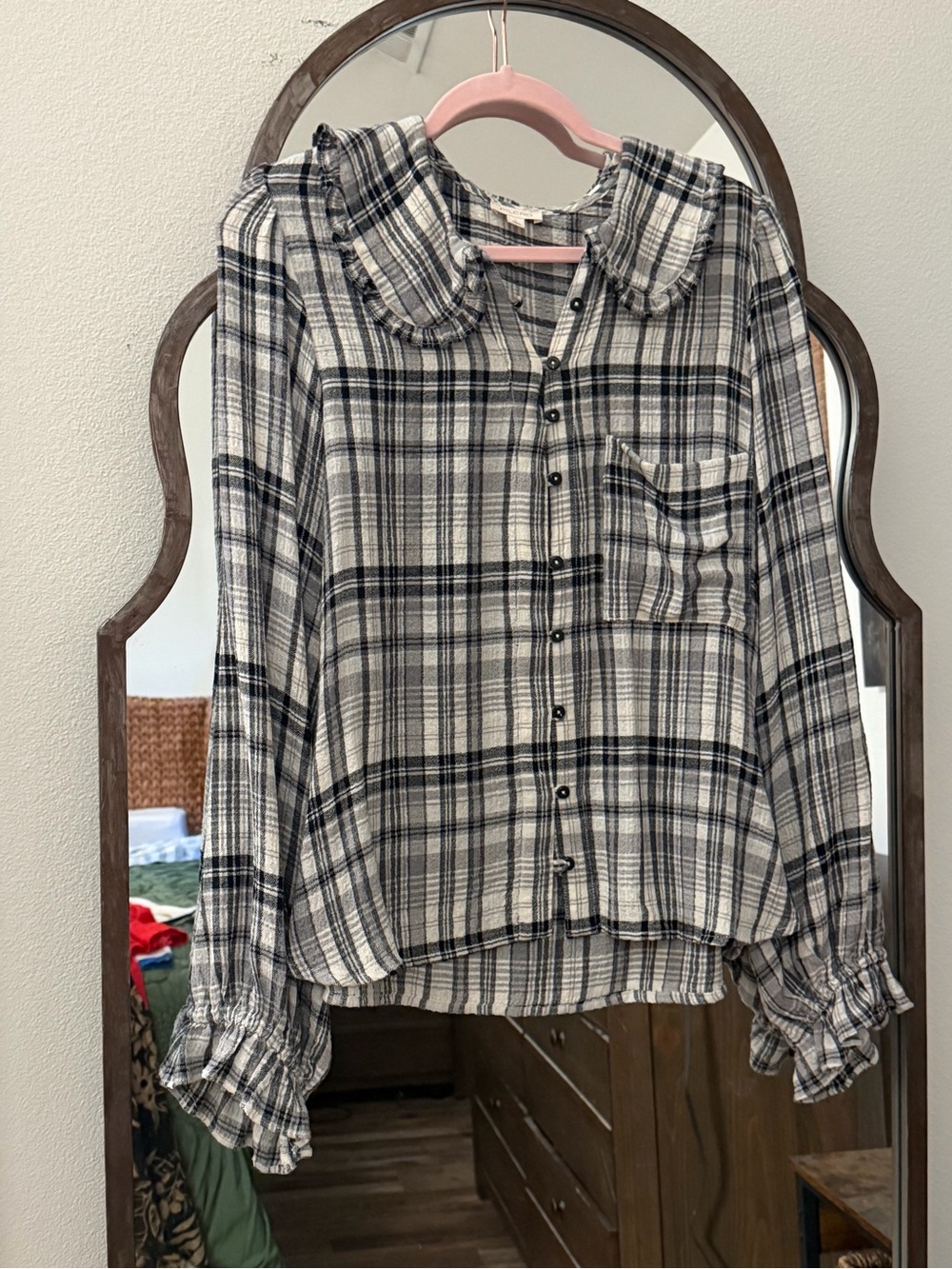 Pilcro Kiera Long-Sleeved Plaid Blouse